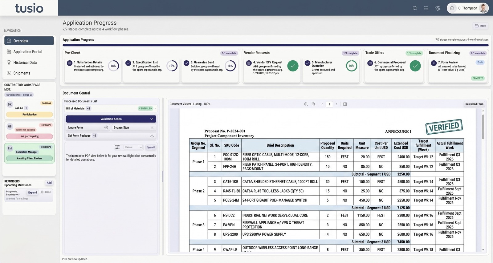 Tusio AI project workflow application interface